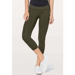 Lululemon Wunder Under Crop High Rise‎ Full-On Luxtreme 21" Dark Olive Sz 4